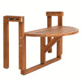25in Hangable Folding Square\u002F Semi-Round Log Color Patio Folding Wood Side Table Acacia Wood