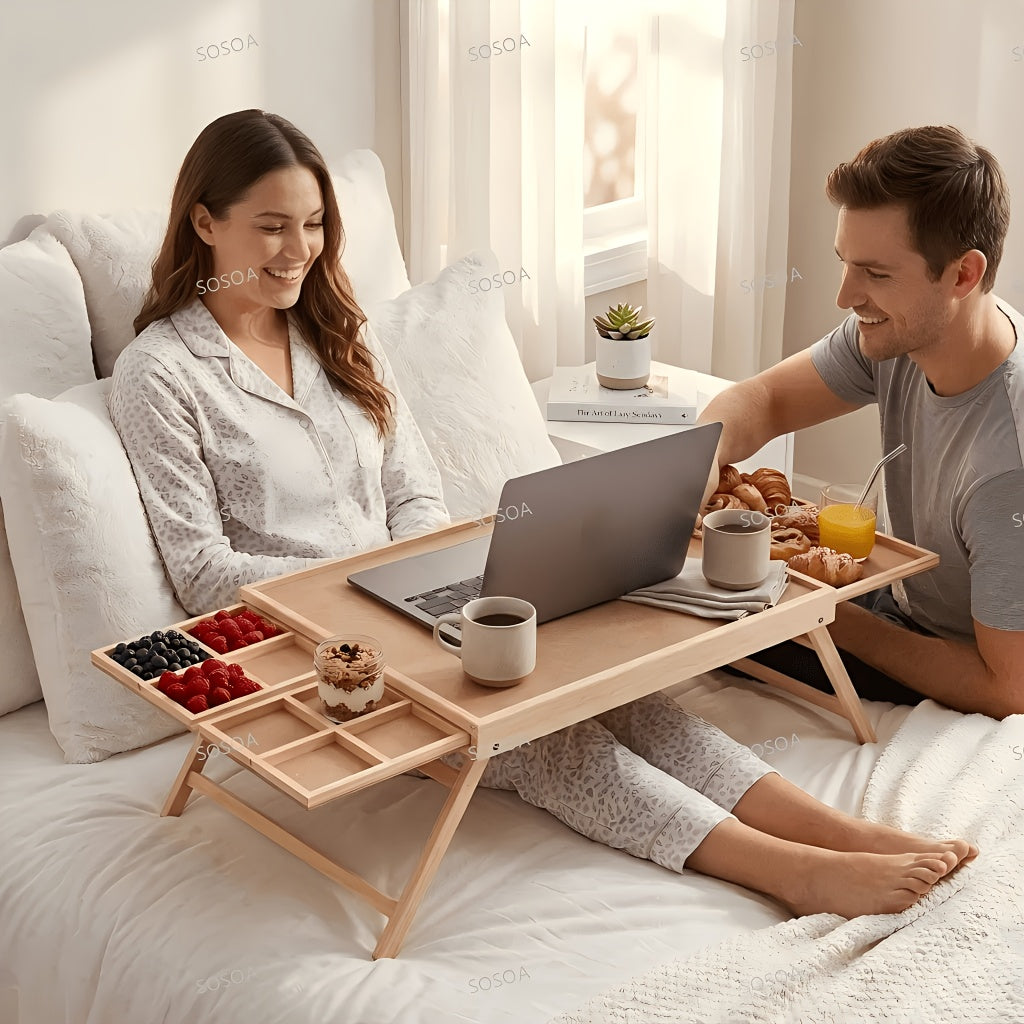 A Portable Wooden Breakfast Table with Folding Legs And Handles, a Portable Picnic Table, a Movable Outdoor Multifunctional Table, an Outdoor Tea Table, a Casual-Style Foldable Table with a Leg Base. Suitable for Camping, a Multifunctional Tray, a