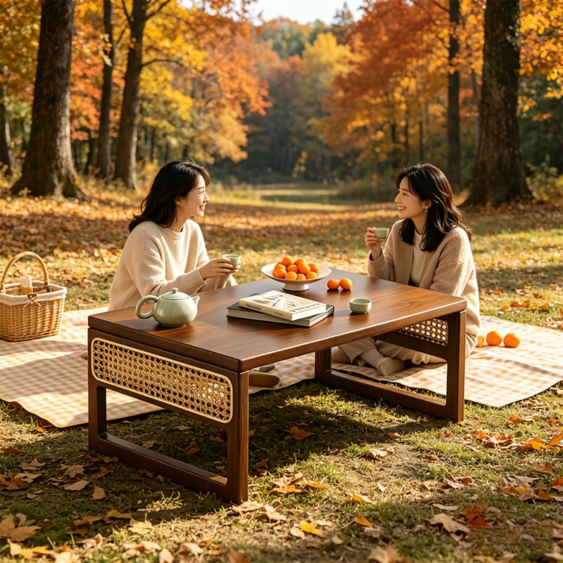 Foldable Bamboo Picnic Table - Portable Patio\u002FGarden Coffee Table, Suitable for Backyards, Patios, And Balconies. Lightweight, Low Camping Coffee Table. A Must-Have for Spring Easter Garden Parties. Compact Floor Table with No Installation Required