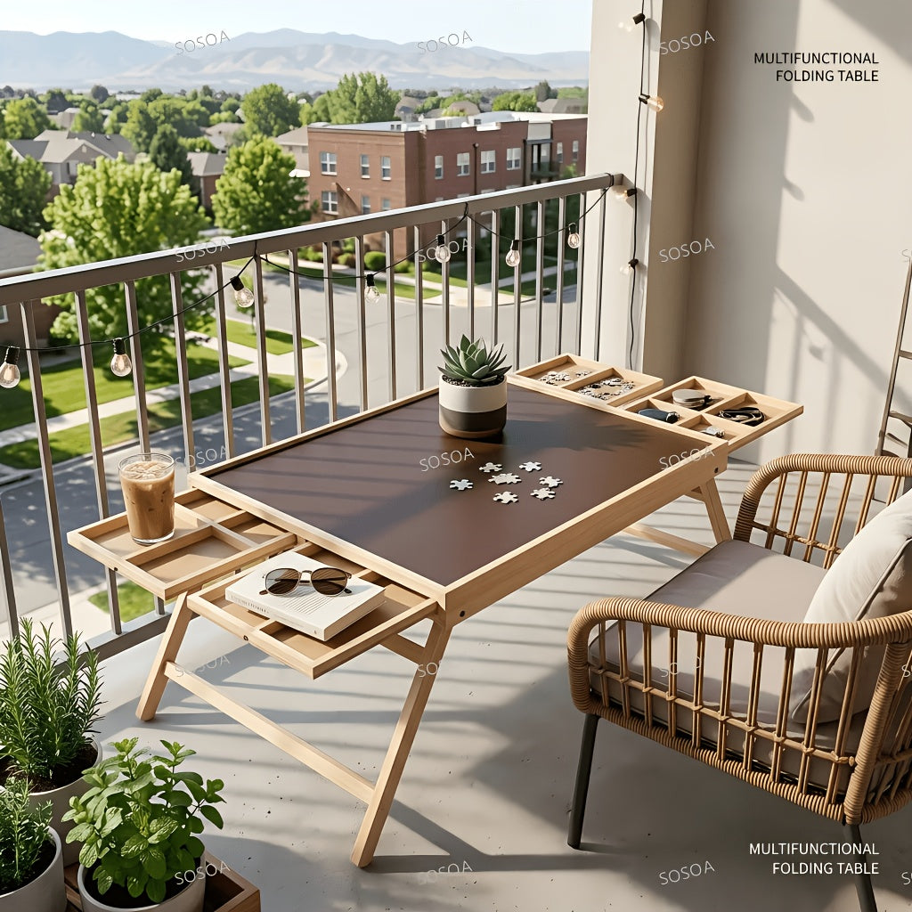 A Portable Wooden Breakfast Table with Folding Legs And Handles, a Portable Picnic Table, a Movable Outdoor Multifunctional Table, an Outdoor Tea Table, a Casual-Style Foldable Table with a Leg Base. Suitable for Camping, a Multifunctional Tray, a