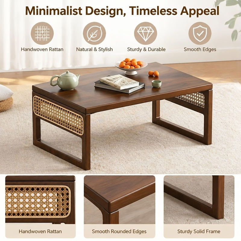 Foldable Bamboo Picnic Table - Portable Patio\u002FGarden Coffee Table, Suitable for Backyards, Patios, And Balconies. Lightweight, Low Camping Coffee Table. A Must-Have for Spring Easter Garden Parties. Compact Floor Table with No Installation Required