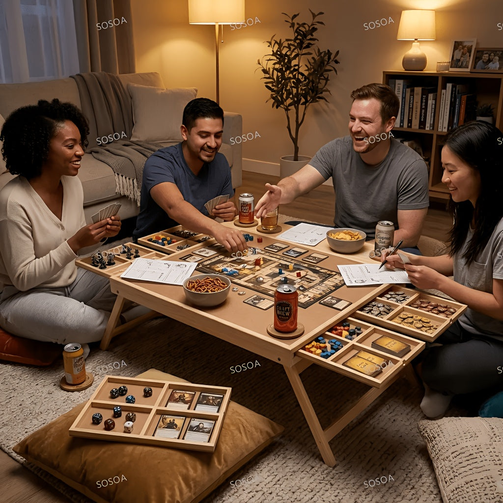 A Portable Wooden Breakfast Table with Folding Legs And Handles, a Portable Picnic Table, a Movable Outdoor Multifunctional Table, an Outdoor Tea Table, a Casual-Style Foldable Table with a Leg Base. Suitable for Camping, a Multifunctional Tray, a