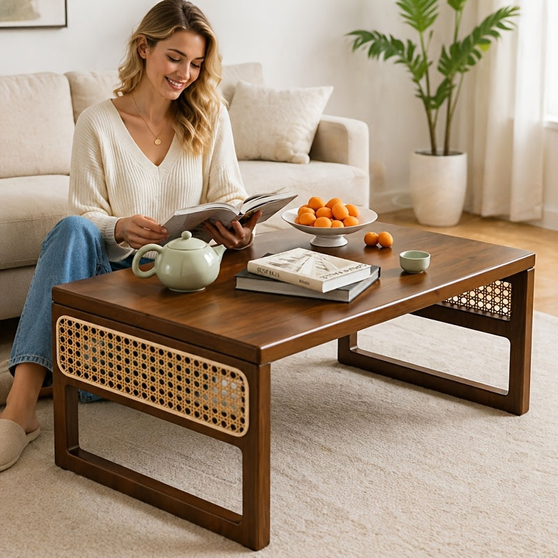 Foldable Bamboo Picnic Table - Portable Patio\u002FGarden Coffee Table, Suitable for Backyards, Patios, And Balconies. Lightweight, Low Camping Coffee Table. A Must-Have for Spring Easter Garden Parties. Compact Floor Table with No Installation Required