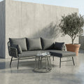 Bezseller 3pcs Outdoor Patio Rattan Furniture Set, L-Shaped Conversation Set with Coffee Table for Backyard, Balcony, Garden, Porch, Patio