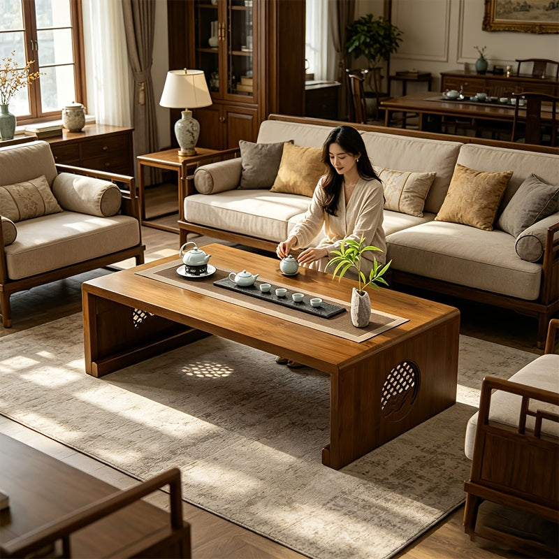 Japanese-Style Floor Table with Foldable Legs - Bamboo Low-Profile Bedside Table Suitable for Coffee, Tea, Meditation Altar, Bedside Use - Foldable Design, Space-Saving, Easy Assembly-Free Setup