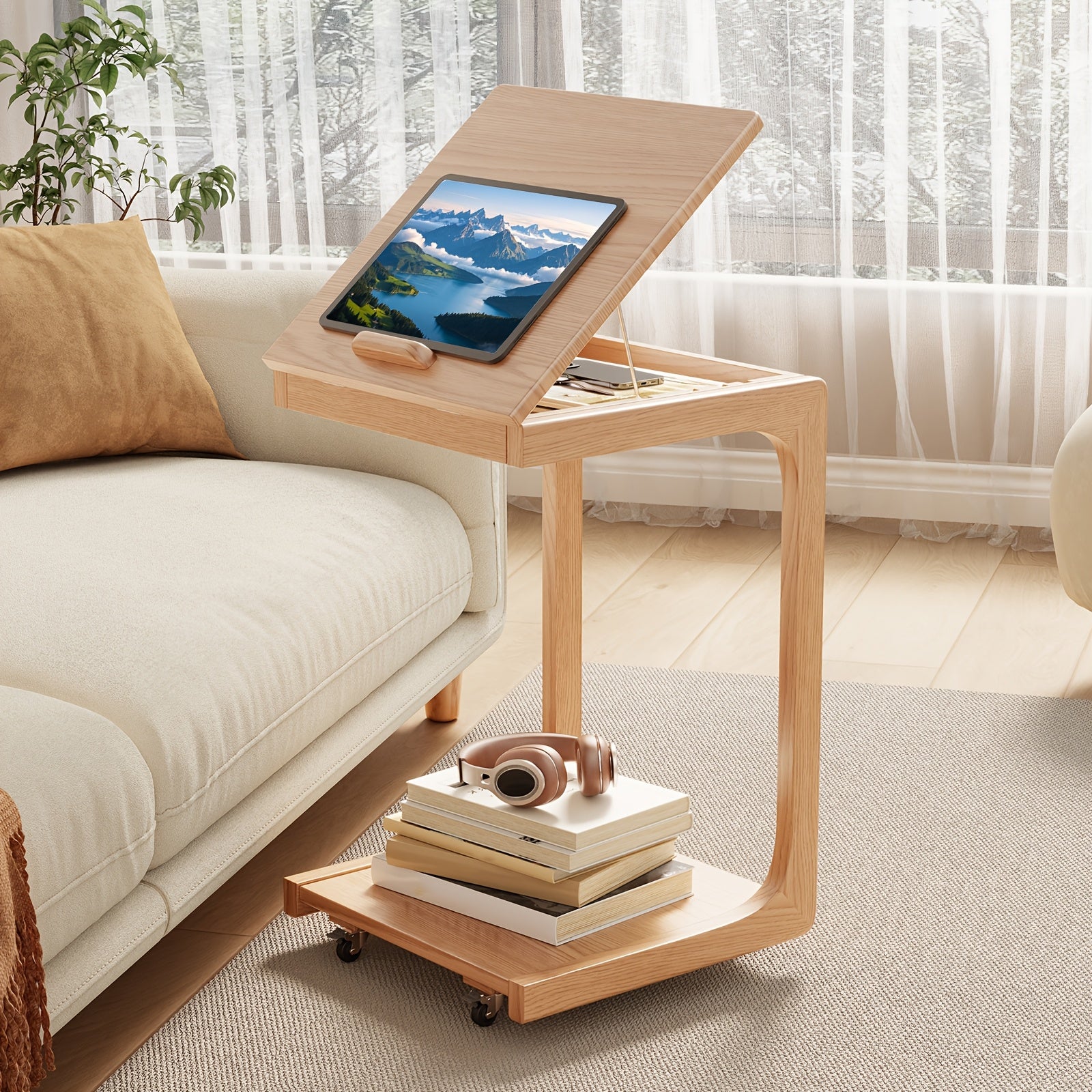 KASLANDI Office Supplies: Solid Wood Furniture, Classroom Furniture, Mobile Tea Table with Wheels. New Year Sale, Valentine'S Day Gifts, Free Shipping.