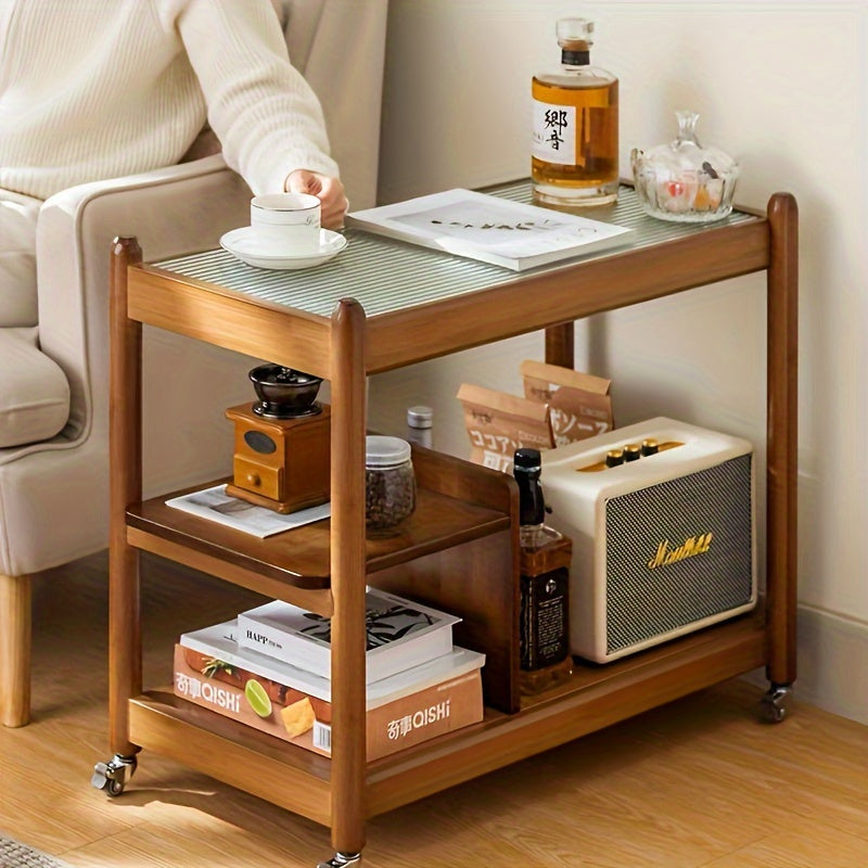 1pc Compact Mobile Coffee Table - Stylish And Space-Saving, Perfect for Living Room, Bedroom And Sofa Side, Multifunctional Mini Square Table with Easy-Glide Trolley Design