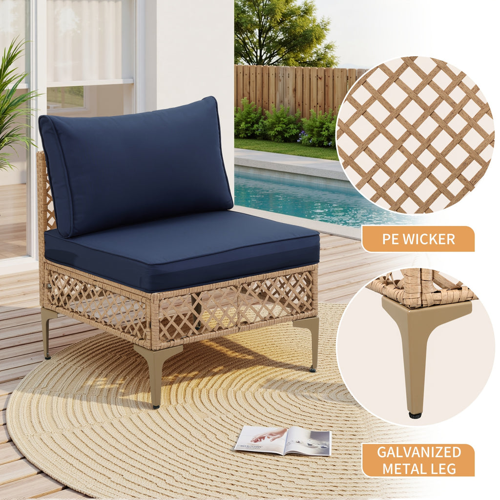7pcs Outdoor Wicker Patio Furniture Set, Rattan Sectional Sofa with Cushions And Coffee Table, Suitable for Backyard, Poolside, Porch, Garden, Sectional Patio Furniture, Patio Table, Outdoor Table, L-shaped Patio Sofa Set