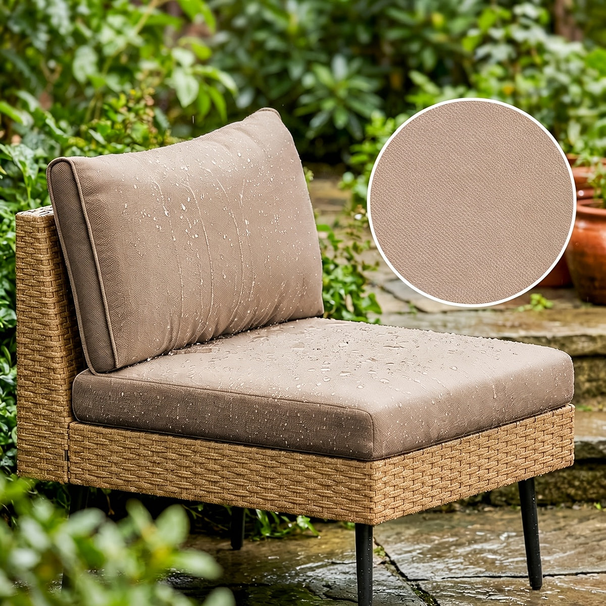 STHOUYN 5pcs L-Shaped Outdoor Wicker Sofa Set, Patio Conversation Furniture with 4\