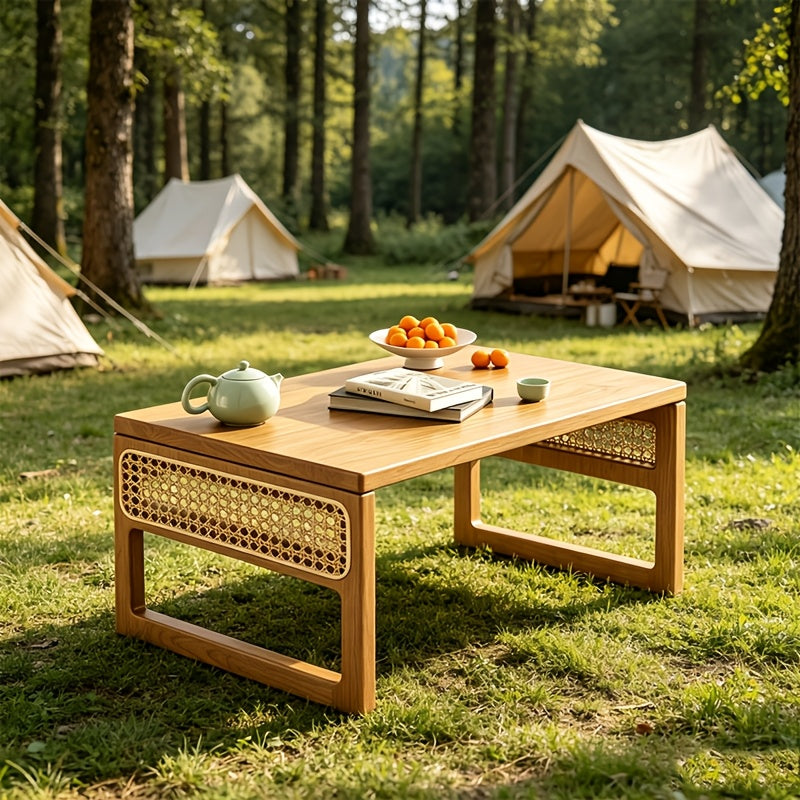 Foldable Bamboo Picnic Table - Portable Patio\u002FGarden Coffee Table, Suitable for Backyards, Patios, And Balconies. Lightweight, Low Camping Coffee Table. A Must-Have for Spring Easter Garden Parties. Compact Floor Table with No Installation Required