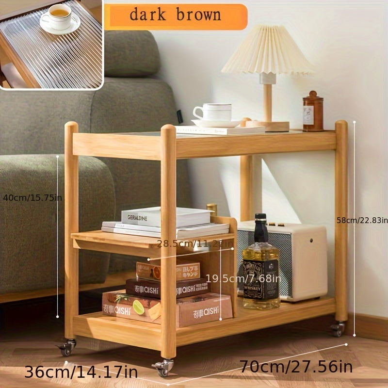 1pc Compact Mobile Coffee Table - Stylish And Space-Saving, Perfect for Living Room, Bedroom And Sofa Side, Multifunctional Mini Square Table with Easy-Glide Trolley Design