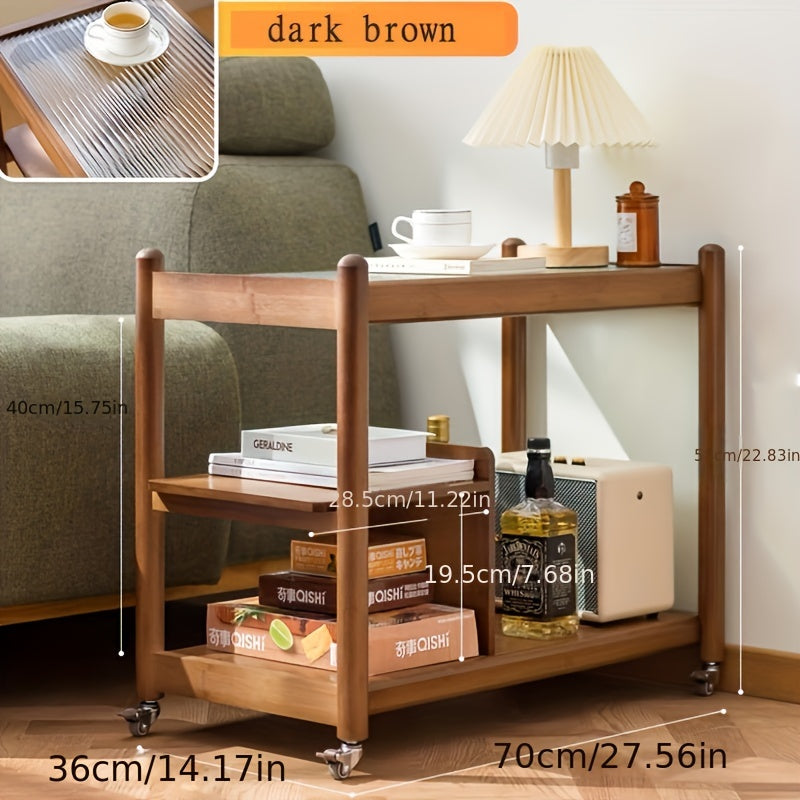 1pc Compact Mobile Coffee Table - Stylish And Space-Saving, Perfect for Living Room, Bedroom And Sofa Side, Multifunctional Mini Square Table with Easy-Glide Trolley Design