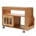 Solid Wood Side Table with Wheels Narrow Side Table with Storage Portable End Table for Bedroom Living Room