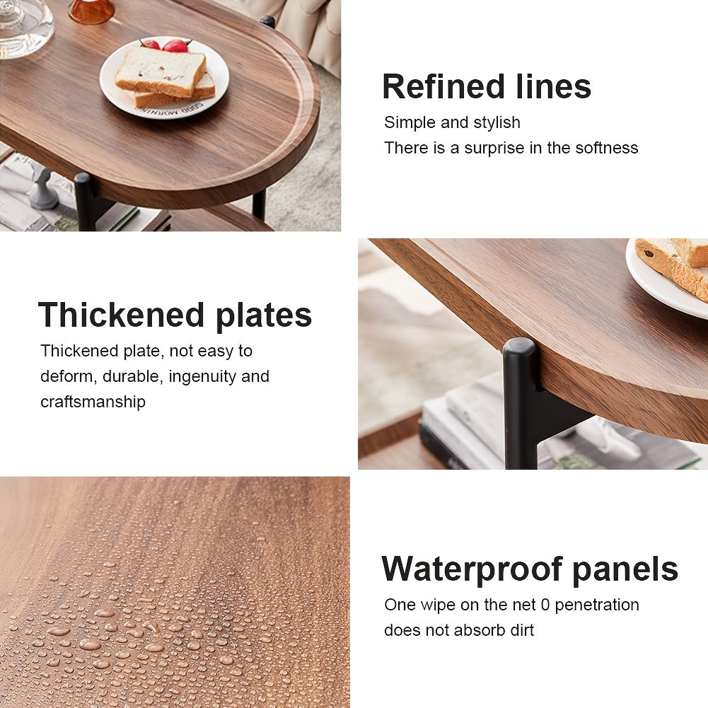 Walnut Wood Nordic Corner Table with Wheels Elegant Coffee Table Large Capacity Cart Side Rack for Reading Book Tea Vase